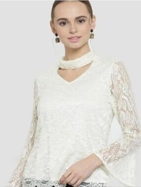 Hyfve Elegant Lace Choker Top - Cream
